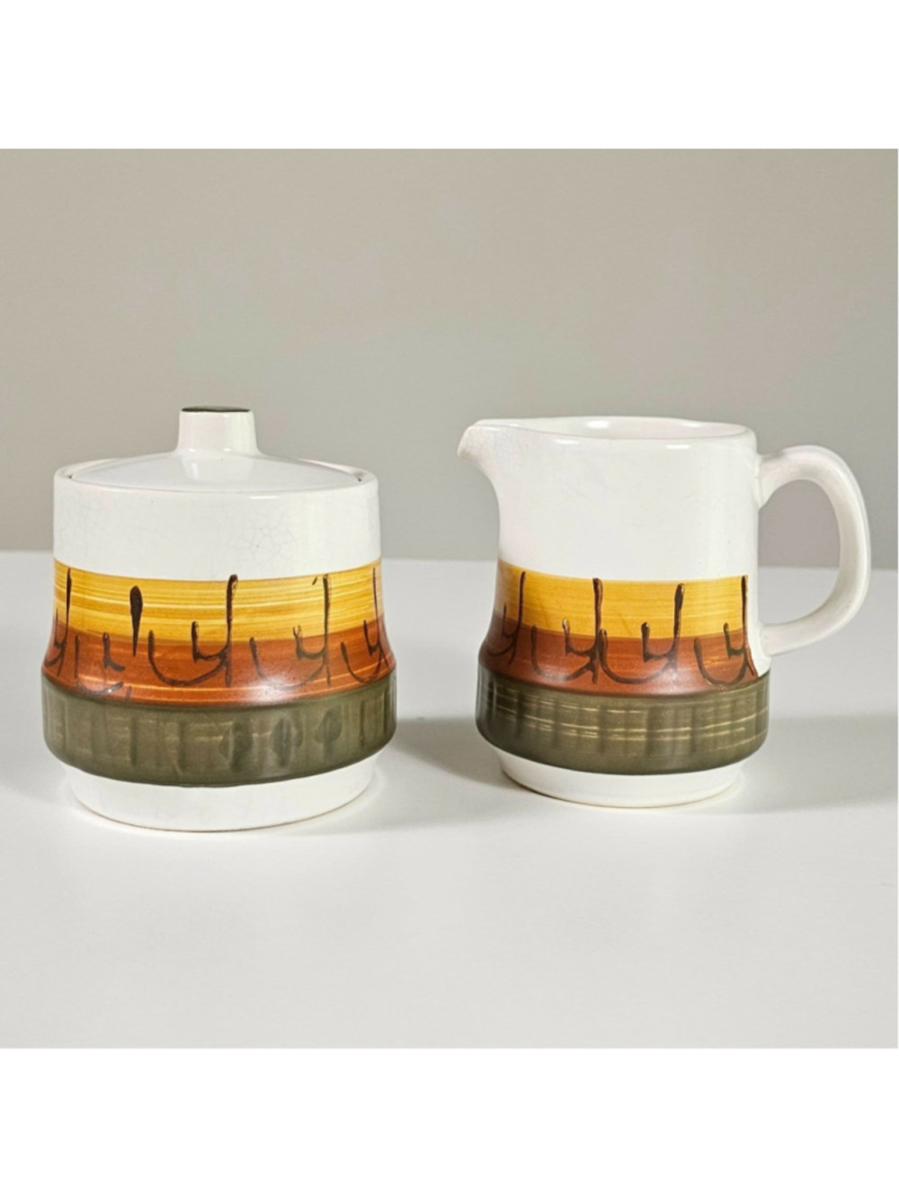 Vintage Casual Ceram Galaxy Creamer Sugar Bowl Set 8007 Japan MCM Pottery Retro